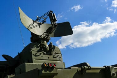 Air defense radar of military mobile mighty rocket launcher system