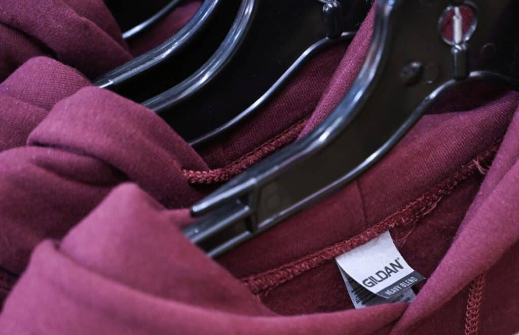 Gildan apparel on rack