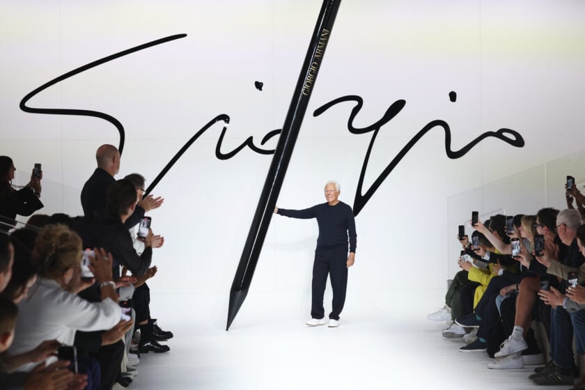 Giorgio Armani at fashion show in Milan