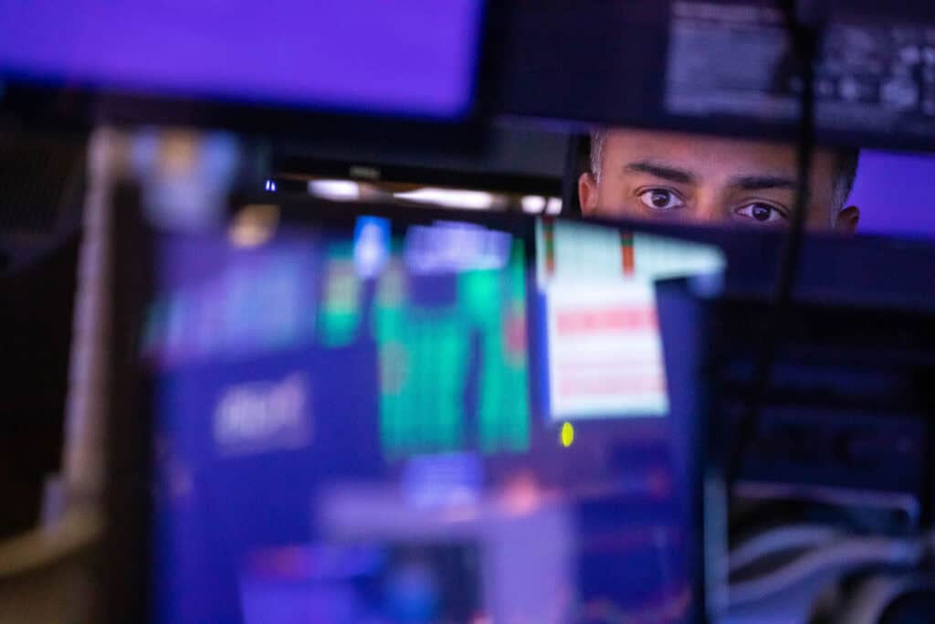 Traders on floor of NYSE