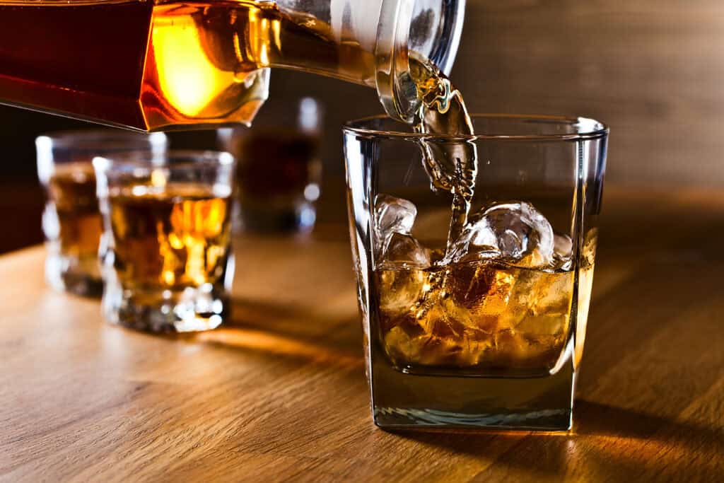 Whiskey pouring