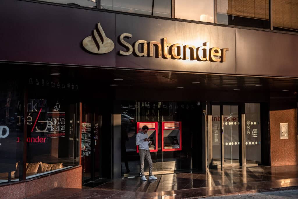 A Banco Santander bank branch in Barcelona, Spain