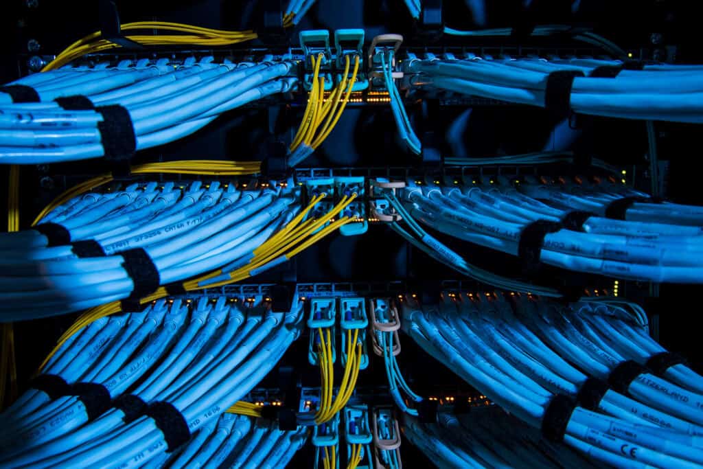 Fiber optic cables and copper Ethernet cables