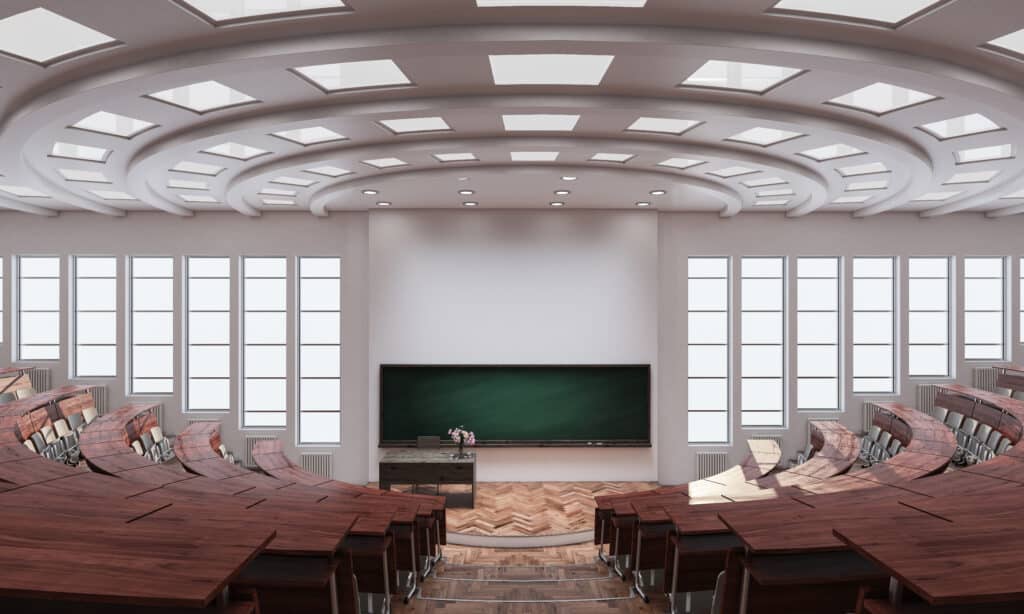 Inside an auditorium at a university