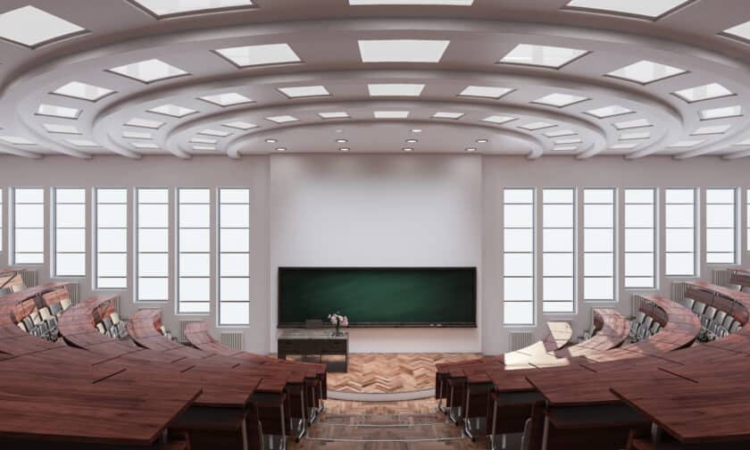 Inside an auditorium at a university