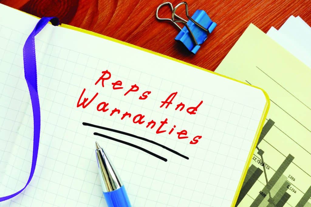 Financial concept meaning Reps And Warranties with sign on the page