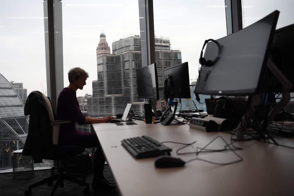 Staff at a computer