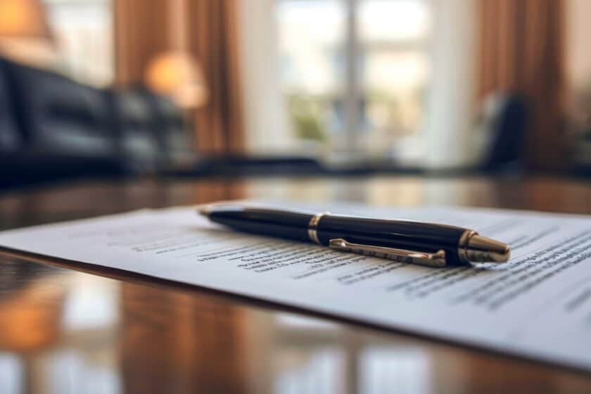 Pen on top of an insurance policy