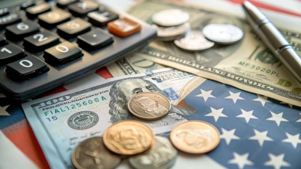 Money; coins and dollars