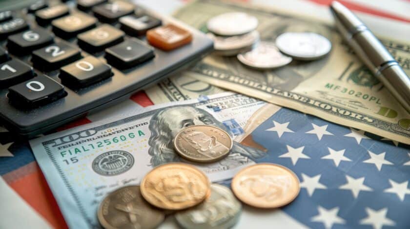 Money; coins and dollars