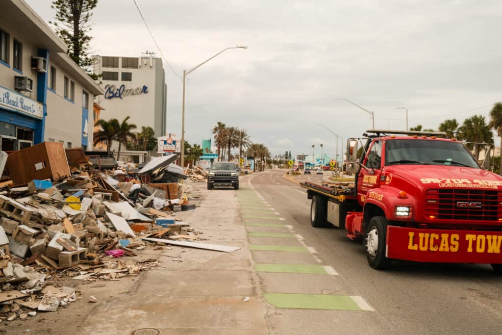 Debris from the hurricane