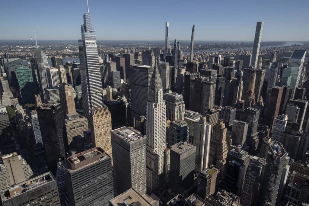aerial view of Manhattan