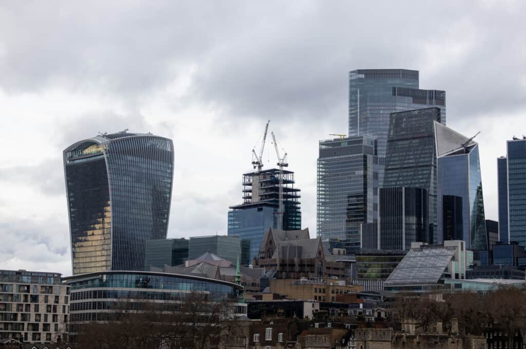 Commercial office skyscrapers in London