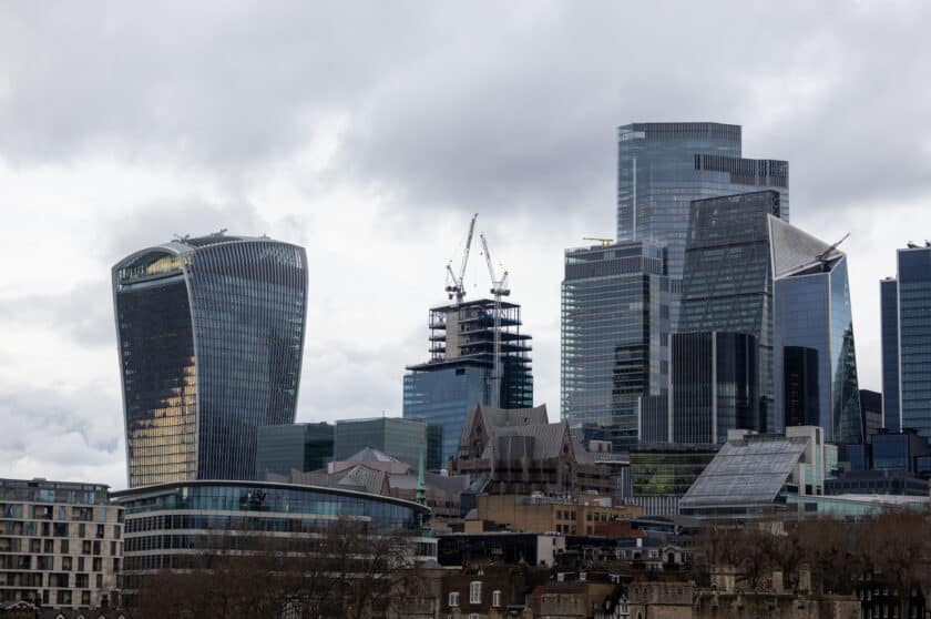 Commercial office skyscrapers in London