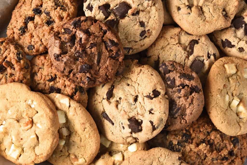Closeup of a group of assorted cookies